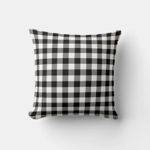 Absolute Black and White Gingham Cushion