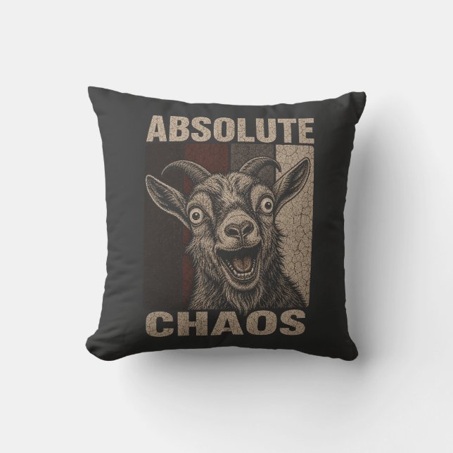 Absolute Chaos Screaming Goat Funny Retro Design Cushion (Front)