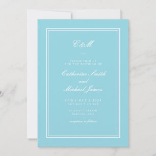 Absolute Classic Bright Aqua Monogram Wedding Invitation