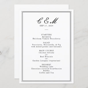 Absolute Classic Script Black and White Wedding Programme