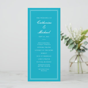 Absolute Classic Script Bright Aqua Wedding Programme