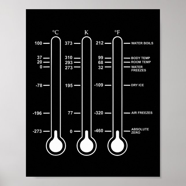 Absolute Temperature Zero Science Celsius Kelvin S Poster (Front)