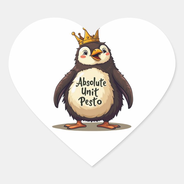 Absolute Unit Pesto - The King Penguin Heart Sticker (Front)