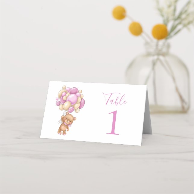 Absolutely Adorable Teddy Bear Girly Place Cards (Back)