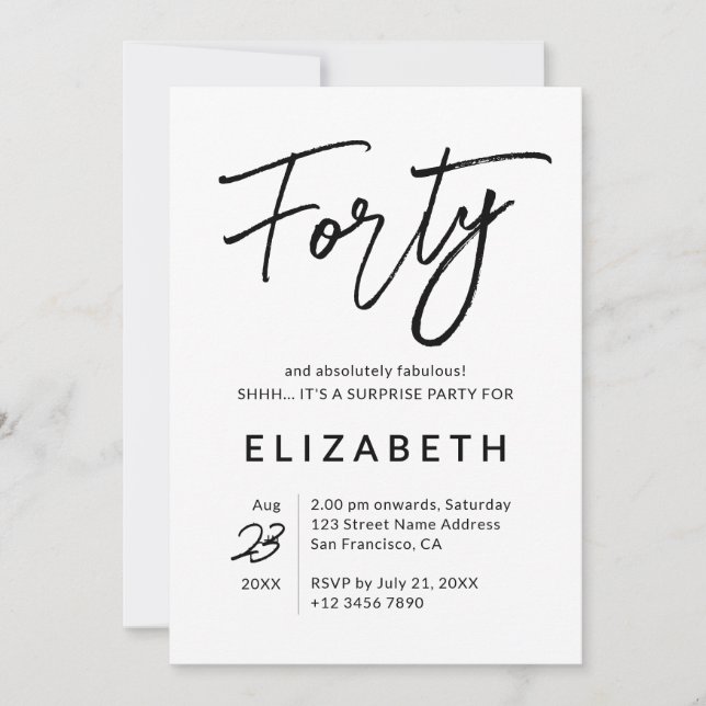 Absolutely Fabulous 40th Birthday Invitation (Front)