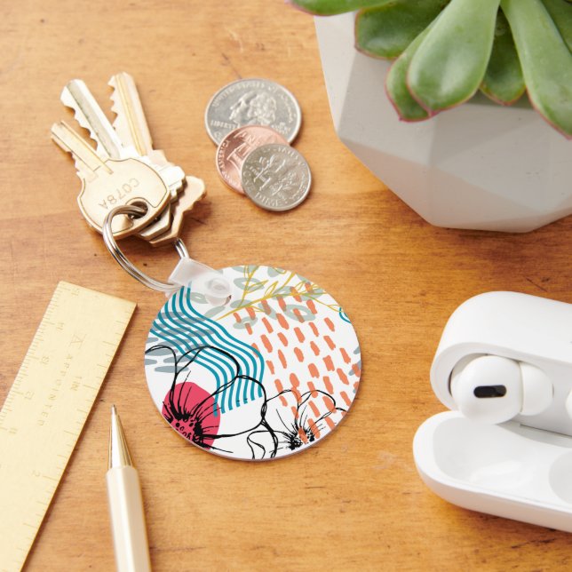 absract design magnet flowers key ring (Desk)