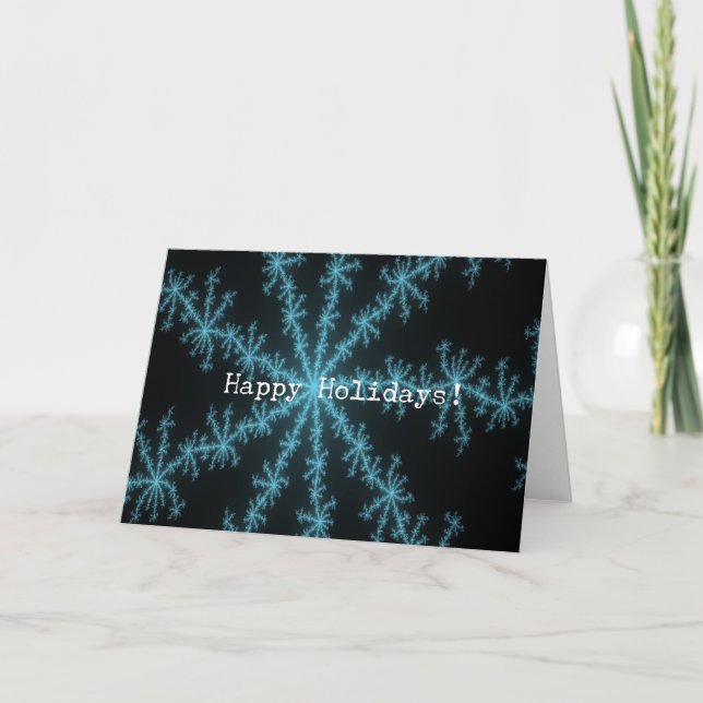 Abstact Blue Snowflake, Happy Holidays Holiday Card (Front)