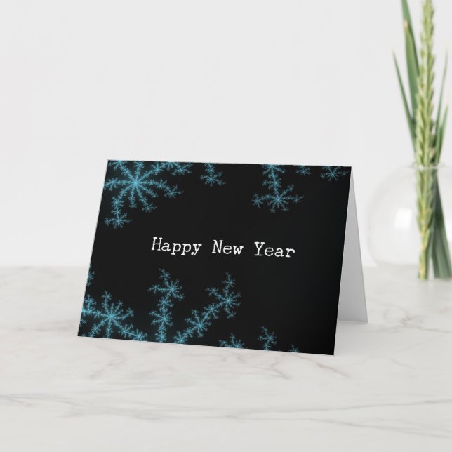 Abstact Blue Snowflake, Happy New Year Holiday Card (Front)