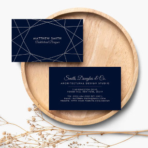 Abstact Geometric Silver Lines Modern Business Card