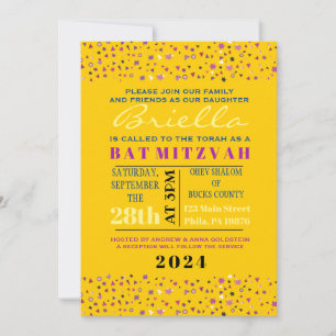 Abstact Tree of Life Bat Mitzvah Invitation Gold
