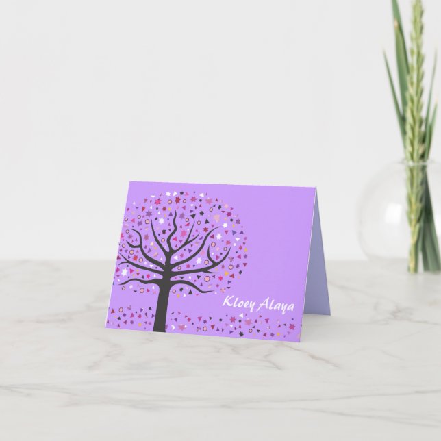 Abstact Tree of Life Bat Mitzvah Thank You Card (Front)