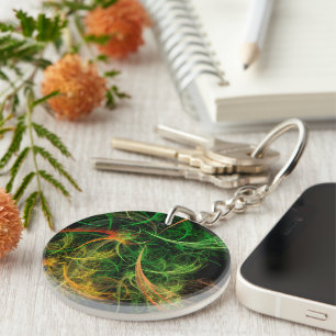 Abstarct Art Space Flowers Key Ring