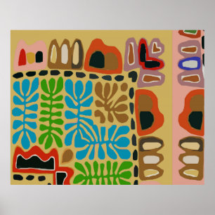 Abstarct Western Village Poster