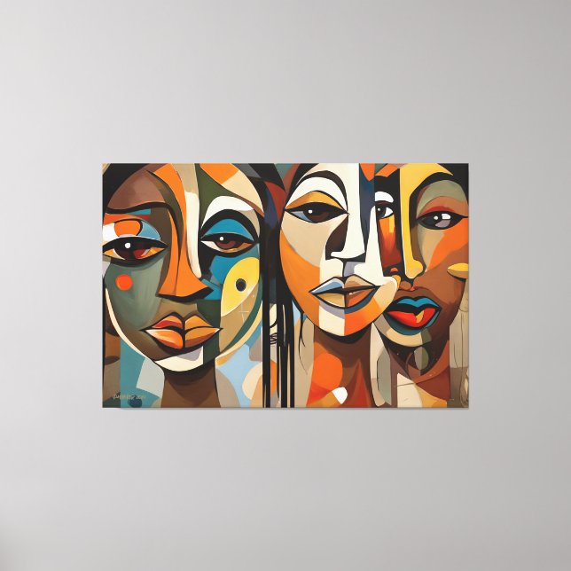ABSTR_24-005, Abstract Cubist Faces Art  Canvas Print (Front)