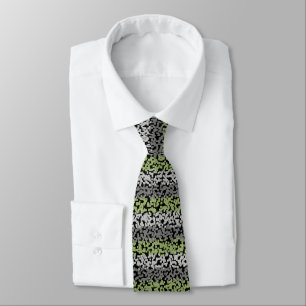 Abstrac green, grey and black horizontal stripes tie