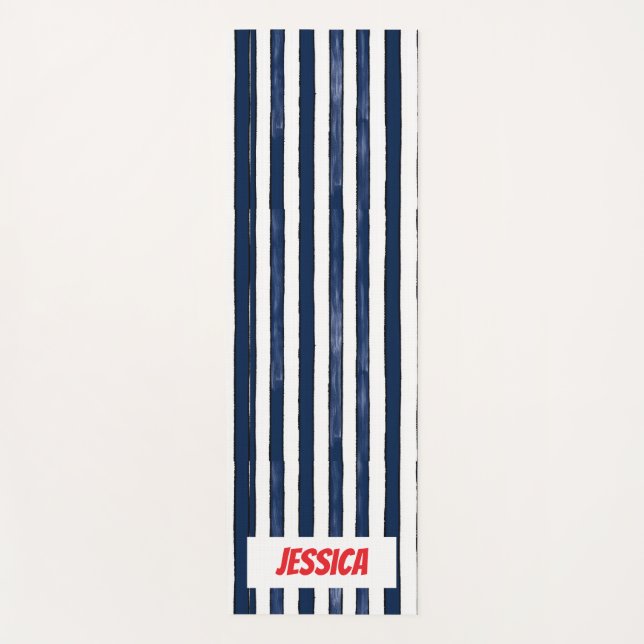 Abstrack navy Stripes Seamless  Yoga Mat (Front)