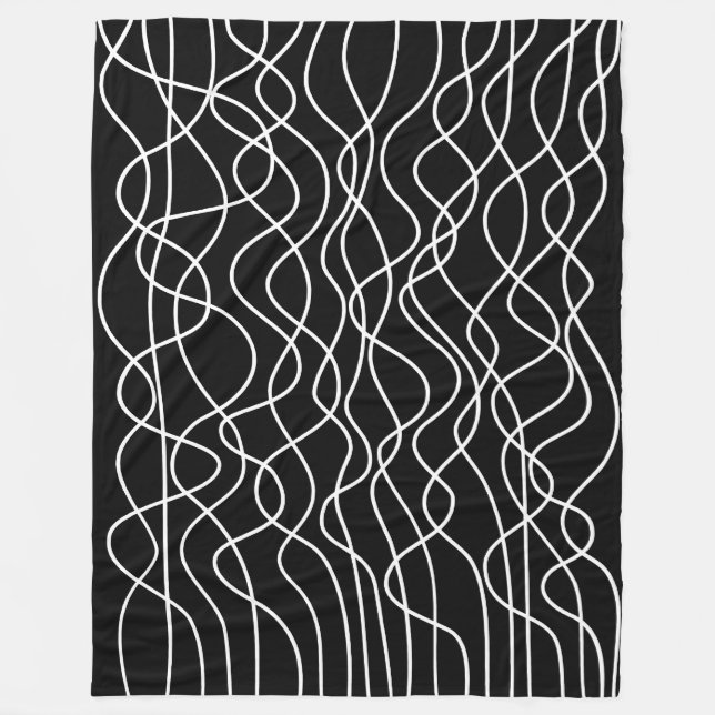 Abstract 010517 - White on Black Fleece Blanket (Front)