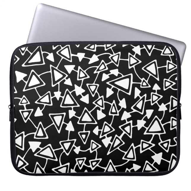 Abstract 021112 - White on Black Laptop Sleeve (Front)