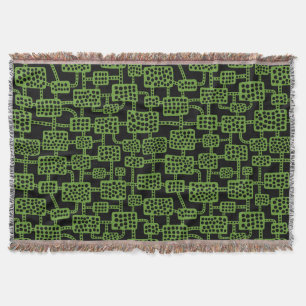 Abstract 041113 - Avocado Green on Black Throw Blanket