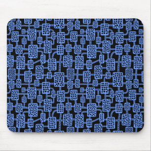Abstract 041113 - Baby Blue on Black Mouse Mat