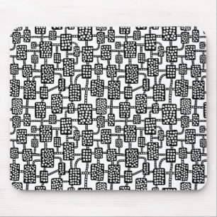 Abstract 041113 - Black on White Mouse Mat