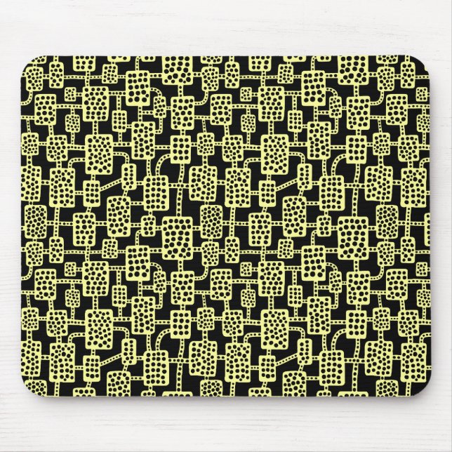 Abstract 041113 - Chalk Yellow on Black Mouse Mat (Front)