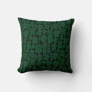 Abstract 041113 - Forest Green on Black Cushion