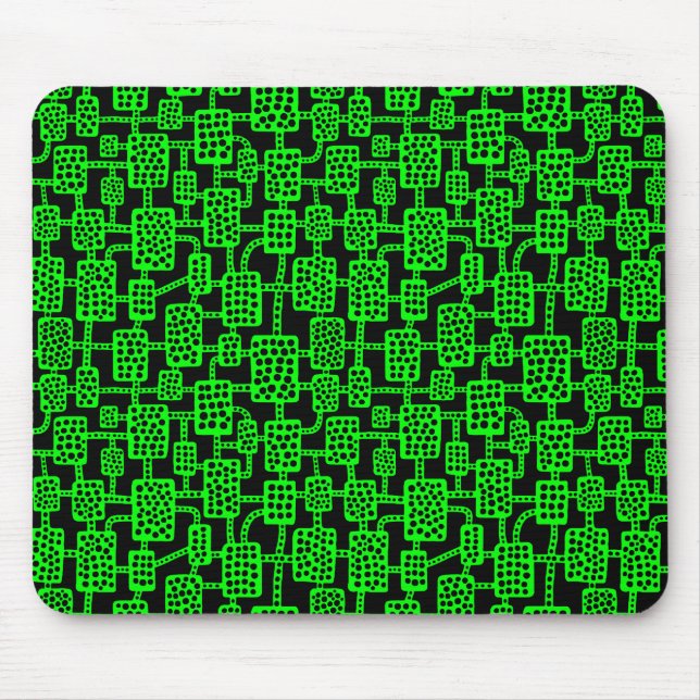 Abstract 041113 - Green on Black Mouse Mat (Front)