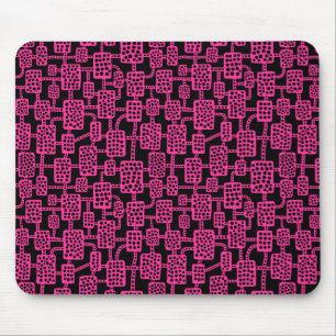 Abstract 041113 - Hot Pink on Black Mouse Mat