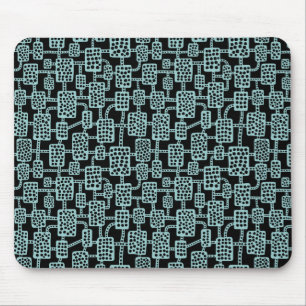 Abstract 041113 - Light Blue Green on Black Mouse Mat