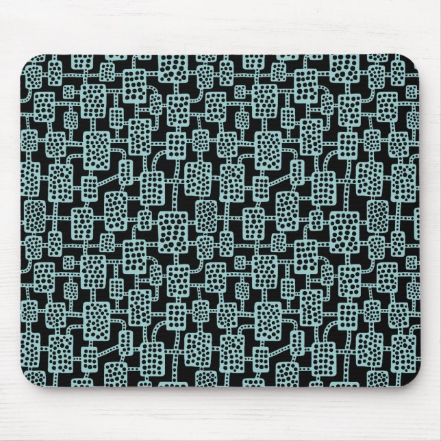 Abstract 041113 - Light Blue Green on Black Mouse Mat (Front)