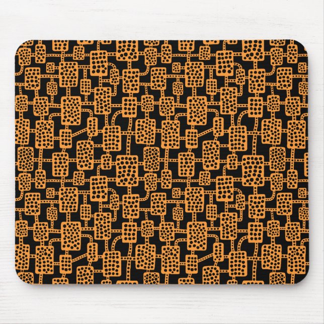 Abstract 041113 - Light Orange on Black Mouse Mat (Front)
