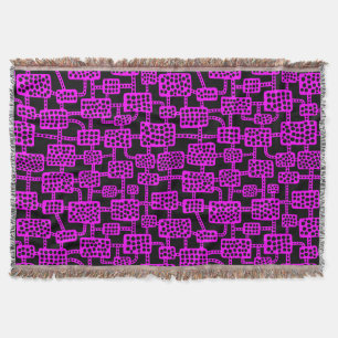 Abstract 041113 - Magenta on Black Throw Blanket
