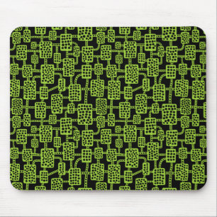 Abstract 041113 - Martian Green on Black Mouse Mat
