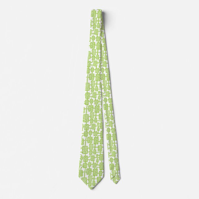 Abstract 041113 - Martian Green on White Tie (Front)