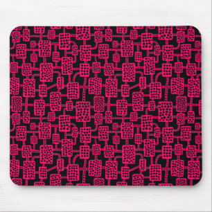 Abstract 041113 - Neon Red on Black Mouse Mat