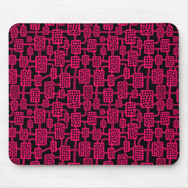 Abstract 041113 - Neon Red on Black Mouse Mat (Front)