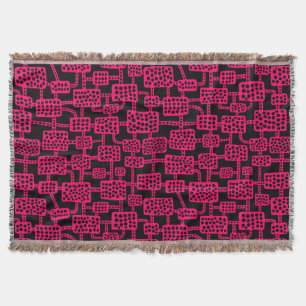 Abstract 041113 - Neon Red on Black Throw Blanket