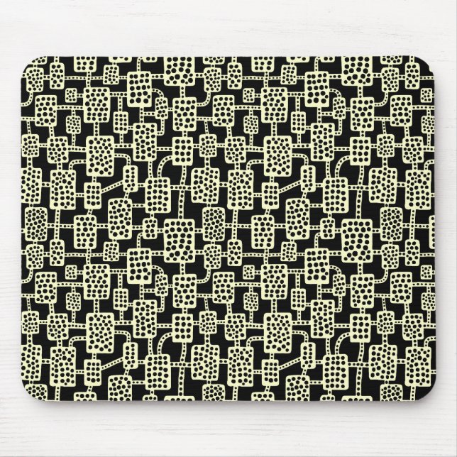 Abstract 041113 - Pale Yellow on Black Mouse Mat (Front)