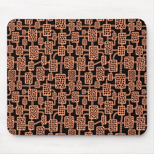Abstract 041113 - Peach on Black Mouse Mat (Front)
