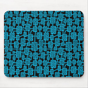 Abstract 041113 - Sky Blue on Black Mouse Mat