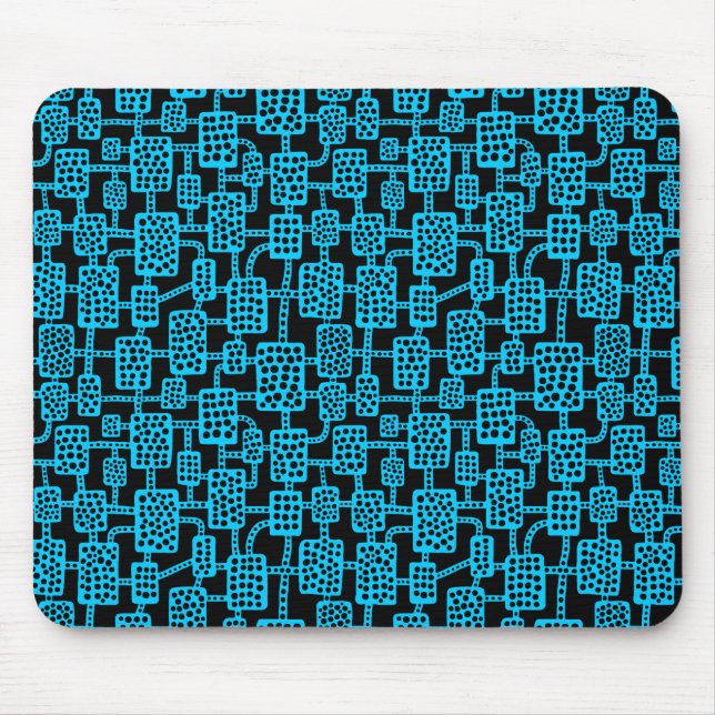 Abstract 041113 - Sky Blue on Black Mouse Mat (Front)