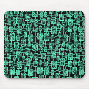 Abstract 041113 - Turquoise on Black Mouse Mat