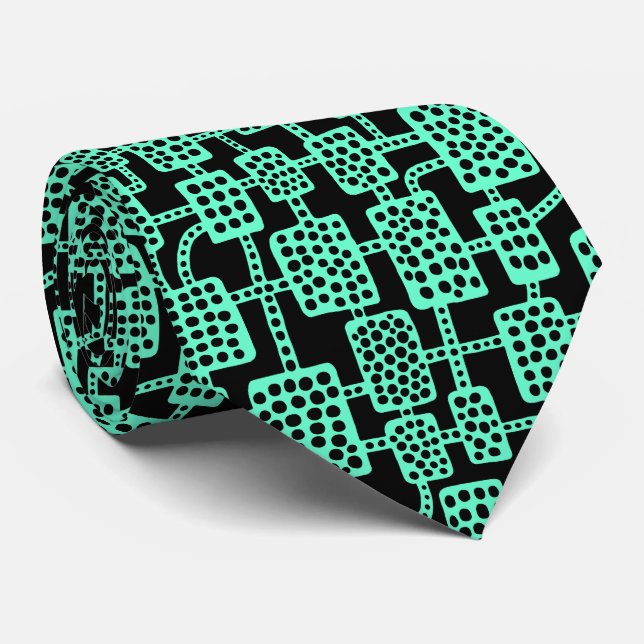 Abstract 041113 - Turquoise on Black Tie (Rolled)