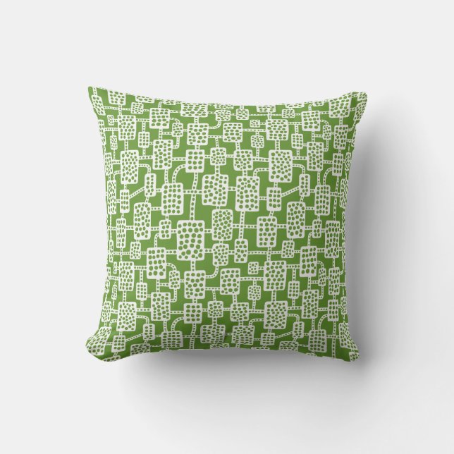 Abstract 041113 - White on Avocado Green Cushion (Front)