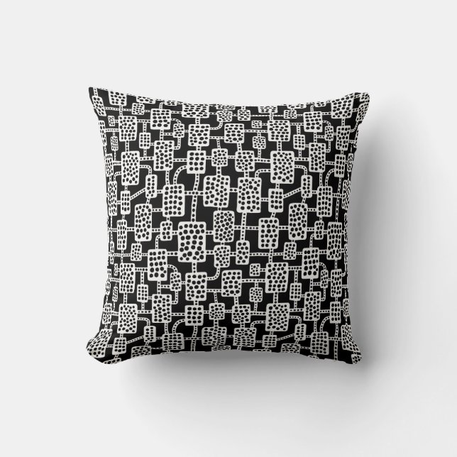 Abstract 041113 - White on Black Cushion (Front)