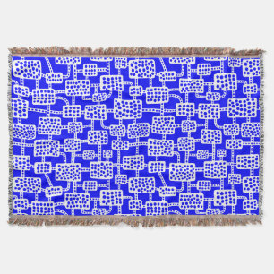 Abstract 041113 - White on Blue Throw Blanket