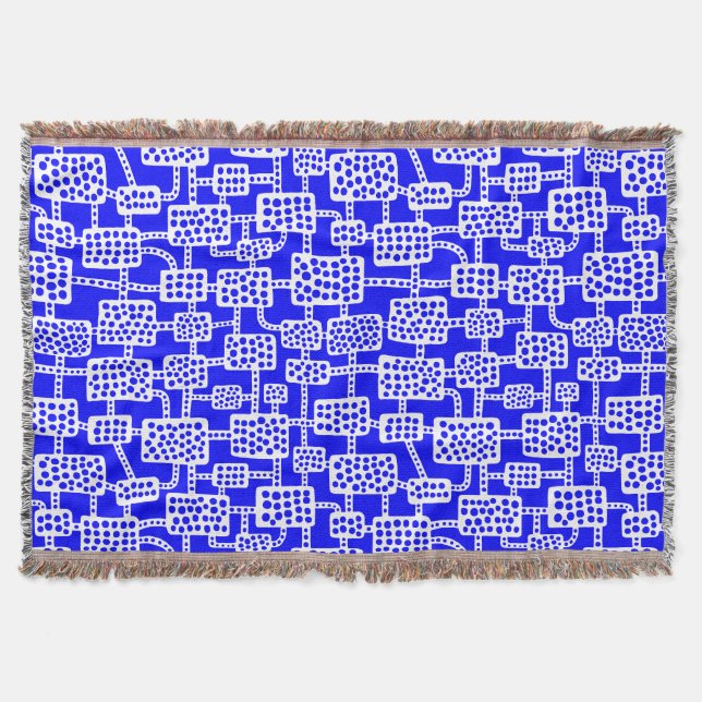 Abstract 041113 - White on Blue Throw Blanket (Front)