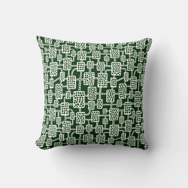 Abstract 041113 - White on Dark Forest Green Cushion (Front)