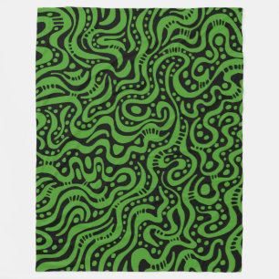 Abstract 041211 - Avocado Green on Black Fleece Blanket